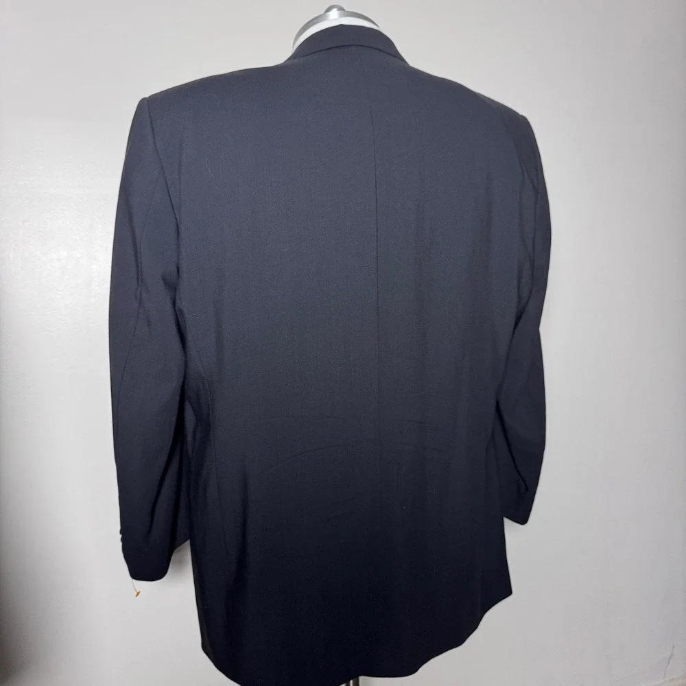 Pronto Uomo Suit Mens 52T W48 Navy Blue‎ Solid Worsted Wool Comfort Stretch